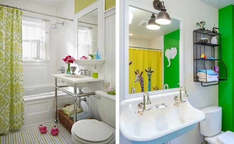 Примеры использования в интерьере ванной ярких цветов
